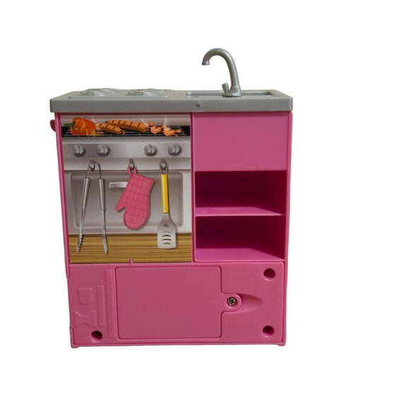 Barbie Dreamhouse Pink Kitchen Sink Stove Oven Lights Sounds Tested Works - Picture 2 of 6